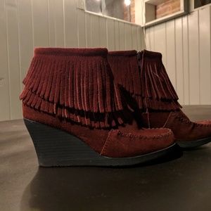 Minnetonka Ankle Wedge Booties